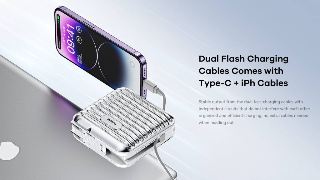 RPP-75 Infinity 6 35W Power Bank (Adapter) with 2 Fast Charging Cables 15000mAh