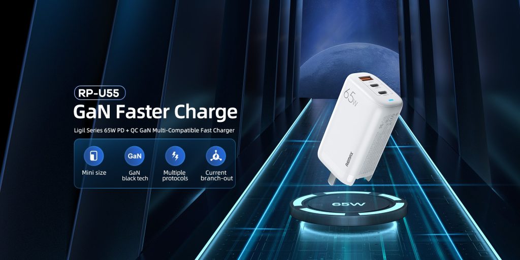 Củ sạc GaN 65w Remax RP-U55 Ligil Series
