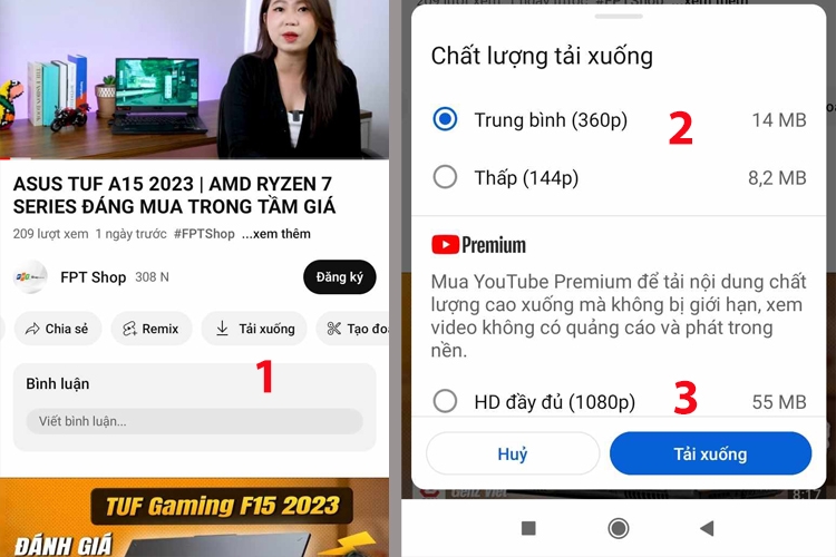 Trên điện thoại Android