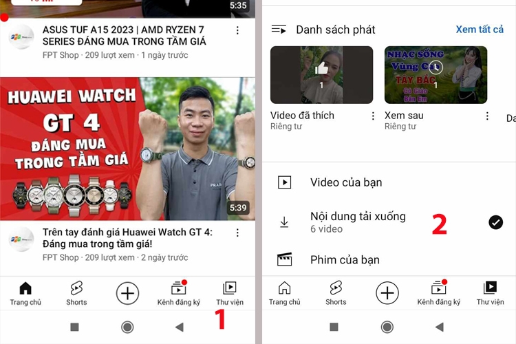 Trên điện thoại Android