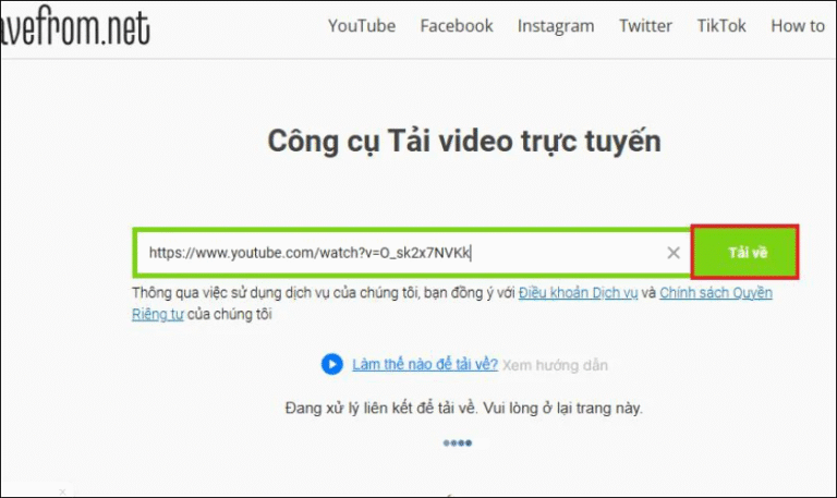 Tải video từ YouTube bằng Savefrom.net