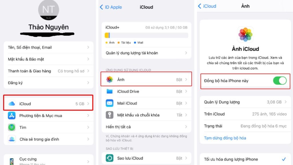Tắt đồng bộ ảnh iCloud trên điện thoại