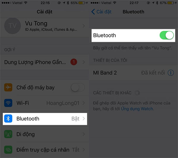 Bật Bluetooth trên iPhone